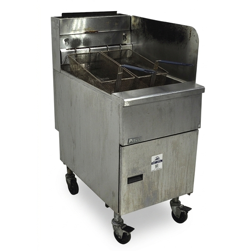 Used Pitco SG18 S 65 lb. Natural Gas Stainless Steel Floor Fryer