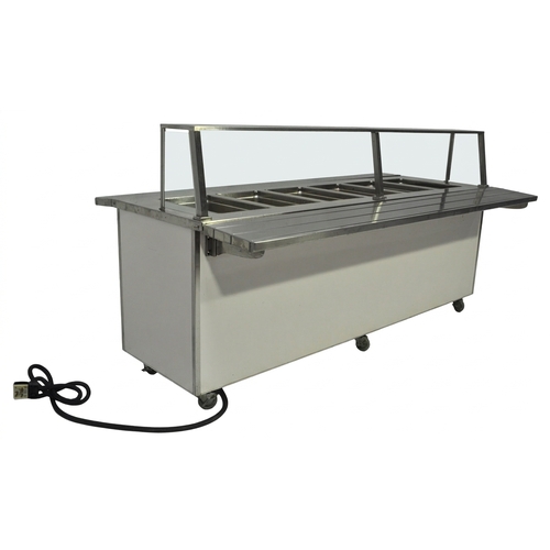 Used Low Temp 5E6-CPA 96" Mobile 6 Well Steam Table W/ Folding Tray Slide