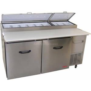 Tor-Rey Refrigeration PTP-170-11-G 67" Stainless Pizza Prep Table 2 Doors 9 Pans W/ Granite Top