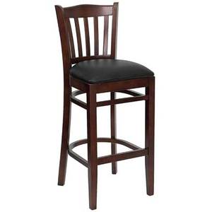 Flash Furniture XU-DGW0008BARVRT-***-BLKV-GG Vertical Slat Back Wood Bar Stool W/ Black Vinyl Seat