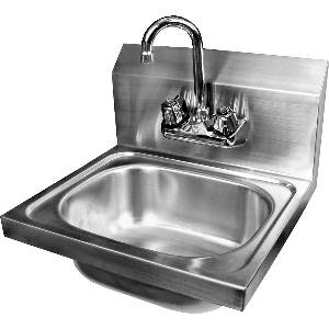 GSW USA HS-1615WG Stainless Wall Mt Hand Sink 16x15 w Gooseneck No Lead Faucet
