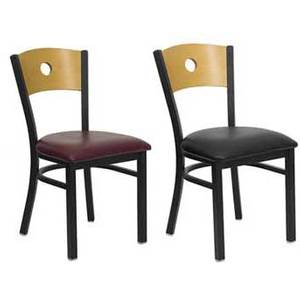 Flash Furniture XU-DG-6F2B-CIR-****-GG Black Metal Dining Chair w Nat Wood Circle Back & Vinyl Seat