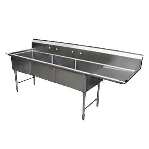 GSW USA SH24243R 16 Gauge 3 Compartment 24"x24"x14" Stainless Steel Sink 