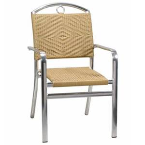 H&D Commercial Seating 7200 Outdoor Aluminum Chair Hand Bars w/ Honey Rattan