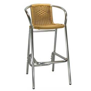 H&D Commercial Seating 7016 Outdoor Aluminum Bar Stool w/ Green, Black or Honey Rattan
