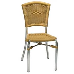 H&D Commercial Seating 7029 Outdoor Aluminum Chair w/ Chrome Finish & Honey Rattan