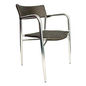 AAA Furniture AL-C/ROMEO Aluminum Outdoor Dining Chair w/ Dark Grey Woven Rattan Seat