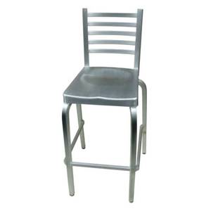 AAA Furniture 805A-BS Brushed Aluminum Outdoor Ladder Small Back Bar Stool