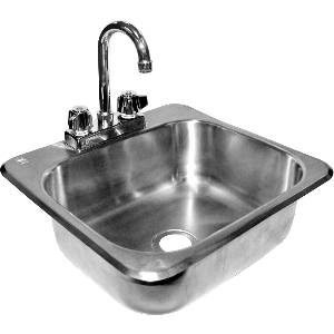 GSW USA HS-1615I Stainless Drop In Hand Sink 16"x15"x6.5" w/ NO LEAD Faucet