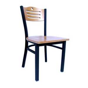 AAA Furniture 315A Black Metal Restaurant Chair w/ Black Vinyl Seat & Wood Back