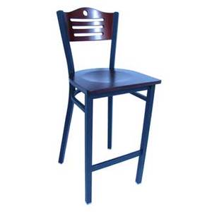 AAA Furniture 315A-BS Black Metal Bar Stool W/ Black Vinyl Seat & Wood Back Option