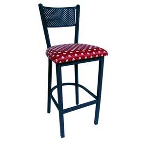AAA Furniture 317BS/BLACK Black Metal Bar Stool w/ Perforated Back & Black Vinyl Seat