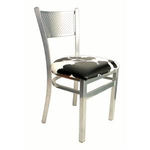 AAA Furniture 317/SILVER Silver Metal Chair w/ Perforated Back & Black Vinyl Seat