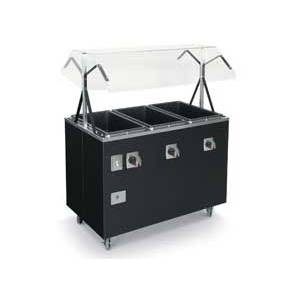 Vollrath T38707 3 Well Portable Hot Food Steam Table Solid Base Black