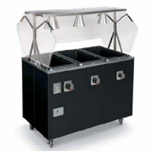 Vollrath T3870746 3 Well Mobile Hot Food Steam Table Black w/ Lights