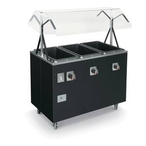 Vollrath T38709 3 Well Hot Food Steam Table Mobile Black w/ Storage