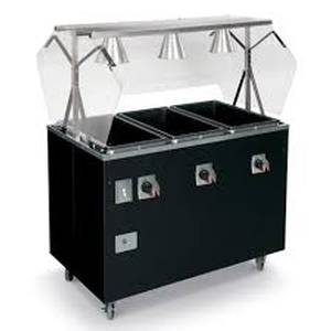 Vollrath T38712 4 Well Black Portable Hot Food Steam Table w/ Storage