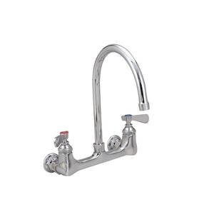 BK Resources BKF-3G-G 8" Commercial Splash Mount NO LEAD Faucet w/ 3.5" Gooseneck