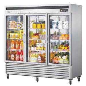 Turbo Air MSR-72G-3 72cf Reach-In Commercial Cooler With 3 Glass Doors