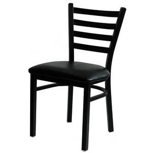 Atlanta Booth & Chair MC400** BL Black Metal Restaurant Ladder Back Chair w/ Black Vinyl Seat