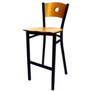 Atlanta Booth & Chair MC350A-BS BL Circle Back Restaurant Bar Stool Metal Frame Blk Vinyl Seat