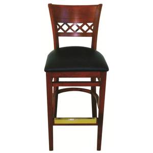 Atlanta Booth & Chair W105BS Venetian Wood Bar Stool w/ Black Vinyl Seat & Finish Options