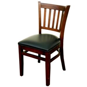 Atlanta Booth & Chair WC823 BL Wood Slat Back Dining Chair w/ Black Vinyl Seat & Finish Opt