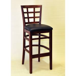 Atlanta Booth & Chair WC804-BS BL Wood Window Back Dining Bar Stool with Black Vinyl Seat
