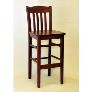 Atlanta Booth & Chair W104BS WS Vertical Back Wood Bar Stool w/ Wood Seat & Finish Options