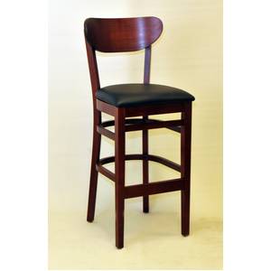 Atlanta Booth & Chair WC808-BS BL Wood Oval Back Dark Mahogany Bar Stool Black Vinyl Seat