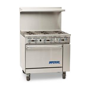 Imperial IR-6 36" Gas 6 Burner Restaurant Range with Oven - Natural Gas