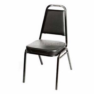 Oak Street Manufacturing SL-2082-***** Black Metal Banquet Stack Chair w/ Vinyl Back & Seat