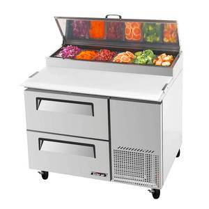 Turbo Air TPR-44SD-D2-N 44in Commercial Pizza Prep Table 6 Pans w/ 2 Cooler Drawers