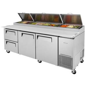 Turbo Air TPR-93SD-D2-N 93in Commercial Pizza Prep Table 12 Pans 2 Cooler Drawers