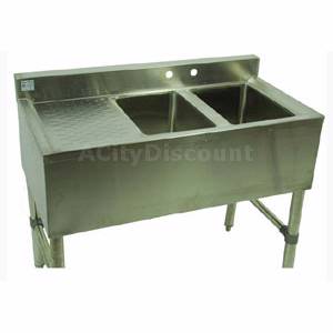 KTI BAR-2-2D 2 Compartment Bar Sink with Two 12" Drainboards Stainless