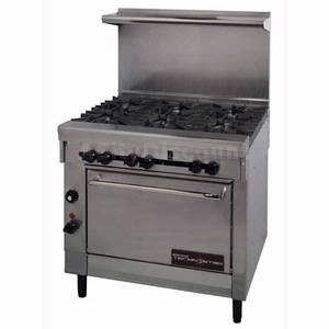 Montague VT26-6 TechnoStar 36" Gas 6 Eye Range Convection Oven All Stainless