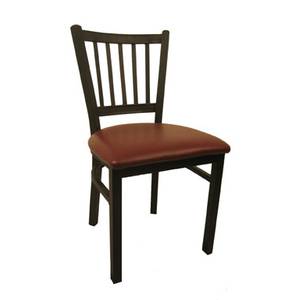 H&D Commercial Seating 6199 VENEER Black Metal Dining Wrinkle Back Chair with Veneer Seat