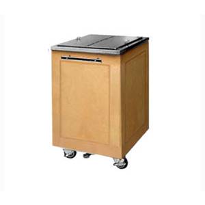 Food Warming Equipment ES-IC-200-BW Mobile Ice Bin Cart Insulated Birch Wood Exterior