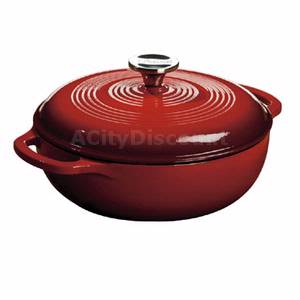 Lodge EC3D43 3 Quart Enamel Dutch Oven Red 9" Diameter