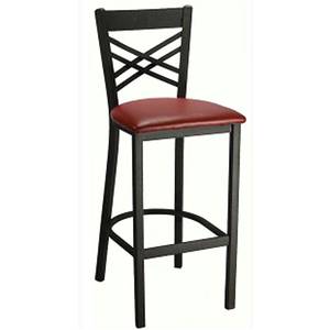 H&D Commercial Seating 6159B Black Metal Wrinkle Back Bar Stool with Vinyl Seat