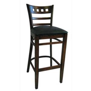 H&D Commercial Seating 8626B Wood Restaurant Masque Bar Stool with Black Vinyl Seat