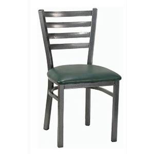 H&D Commercial Seating 6147 Silver Metal Ladder Back Chair with Black Vinyl Seat