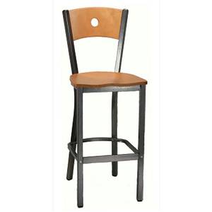 H&D Commercial Seating 6149B Metal Moon Bar Stool Veneer Seat & Back with Finish Options