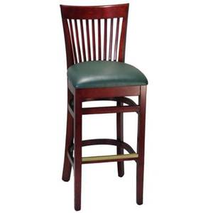 H&D Commercial Seating 8239B VINYL Wood Schoolhouse Back Bar Stool with Black Vinyl Seat