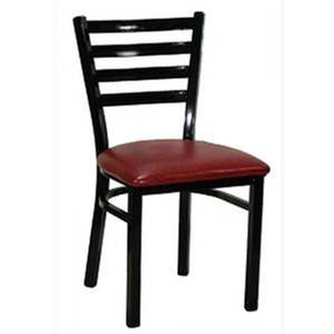 H&D Commercial Seating 6145 VINYL Black Metal Dining Ladder Back Chair with Vinyl Seat