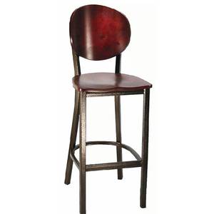 H&D Commercial Seating 6185B Copper Metal Chestnut Bar Stool & Mahogany Veneer Seat Back