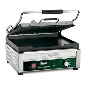 Waring WDG250 14.5"x11" Panini Grill Ribbed Top Plate & Flat Bottom Plate