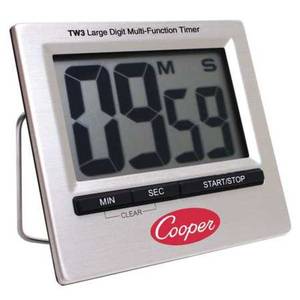 Cooper Atkins TW3-0-8 Chefs Large LCD Timer with Alarm Water Resistant Stainless