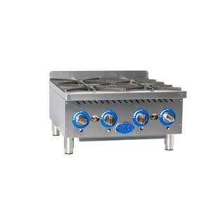 Globe GHP24G 24" Natural Gas Hot Plate with 4 Burners & Manual Controls