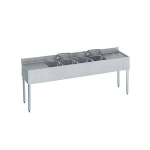 Krowne Metal 18-64C 4 Compartment Bar Sink 18.5"D Two 12" Drainboards NSF